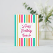 Neon Regenbogenstreifen spass Retro Postkarte (Stehend Vorderseite)