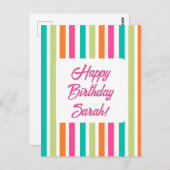 Neon Regenbogenstreifen spass Retro Postkarte (Vorne/Hinten)