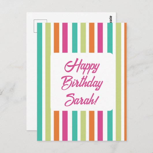 Neon Regenbogenstreifen spass Retro Postkarte (Vorne/Hinten)