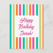 Neon Regenbogenstreifen spass Retro Postkarte (Vorderseite)