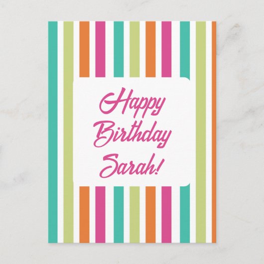 Neon Regenbogenstreifen spass Retro Postkarte (Vorderseite)