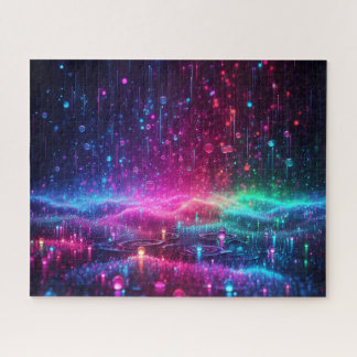 Neon-Regentropfen Puzzle