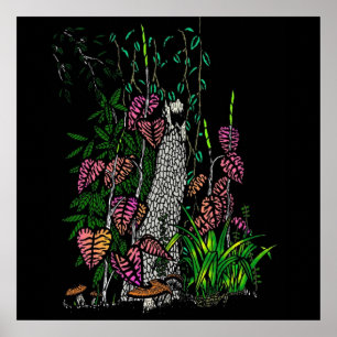 Neon-Regenwald-Impressionist-Farbdruck Poster
