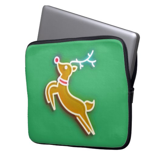 Neon Reindeer Laptopschutzhülle (Vorderseite Links)