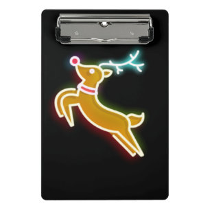 Neon Reindeer Mini Klemmbrett
