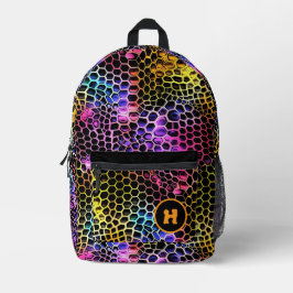 Neon Reptile Fun Monogram Bedruckter Rucksack