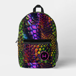 Neon Reptile Fun Monogram Bedruckter Rucksack