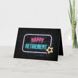 Neon Retirement Marquee on Brick Karte