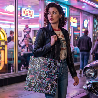 Neon Retro 1950er Rock 'n' Roll Diner Tasche
