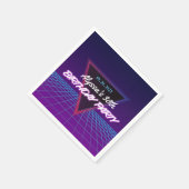 Neon Retro 80er Themed Lila Pink Birthday Party Serviette (Ecke)