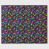 Neon Retro 80er Wrapping Paper Geschenkpapier (Flach)