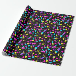 Neon Retro 80er Wrapping Paper Geschenkpapier