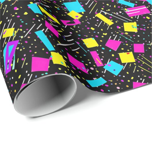 Neon Retro 80er Wrapping Paper Geschenkpapier (Rolleneckpunkt)