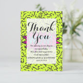 Neon Retro 80's 90's Scribbled Wow!Typografie Dankeskarte (Stehend Vorderseite)