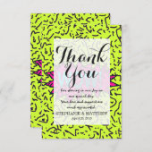 Neon Retro 80's 90's Scribbled Wow!Typografie Dankeskarte (Vorne/Hinten)