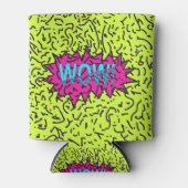 Neon Retro 80's 90's Scribbled Wow! Typografie Dosenkühler (Vorderseite)