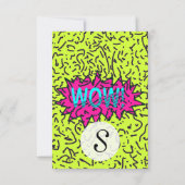 Neon Retro 80's 90's Scribbled Wow!Typografie Einladung (Rückseite)