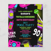 Neon Retro 90's Birthday Pool Party Einladung (Vorderseite)