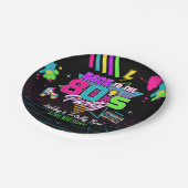 Neon Retro Birthday Paper-Teller der 80er Jahre Pappteller (Schrägansicht)