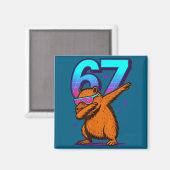 Neon Retro Dabbing Capybara 67 Illustration Magnet (Vorderseite/Rückseite)