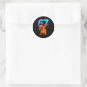 Neon Retro Dabbing Capybara 67 Runder Aufkleber (Tasche)