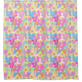 Neon Retro Floral Pink Dorm Room Duschvorhang (Vorderseite)