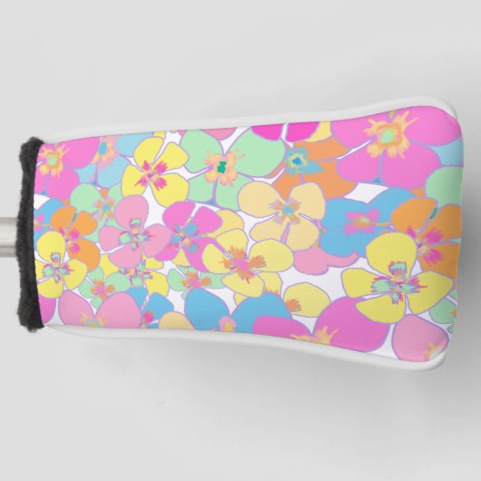 Neon Retro Floral Pink Dorm Room Golf Headcover (Vorderseite)