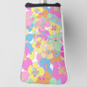 Neon Retro Floral Pink Dorm Room Golf Headcover (Rotieren 90)