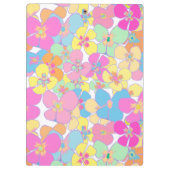 Neon Retro Floral Pink Klemmbrett (Rückseite)
