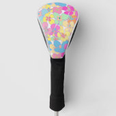 Neon Retro Floral Pink Treiber Golf Headcover (Vorderseite)