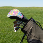 Neon Retro Floral Pink Treiber Golf Headcover (In SItu)
