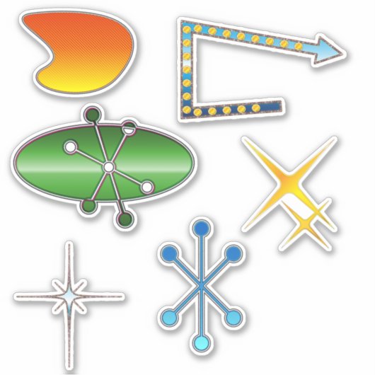 Neon Retro Formen Aufkleber (Vorderseite)