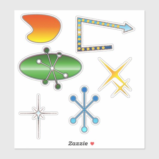 Neon Retro Formen Aufkleber (Blatt)