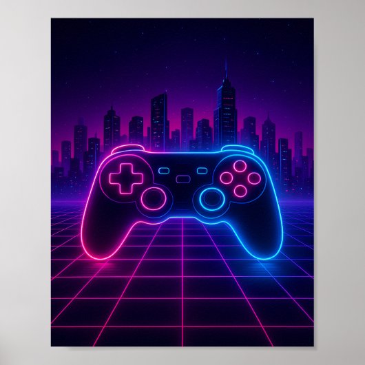 Neon Retro Gamepad — Synthwave Poster (Vorne)