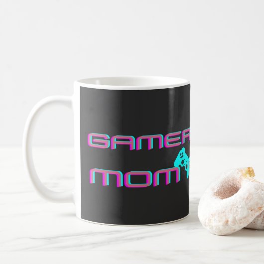 Neon-Retro-Gamer-Mama Kaffeetasse (Mit Donut)