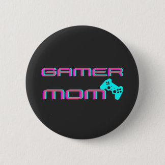 Neon Retro Gamer Mom Button