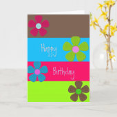 Neon Retro Happy Birthday Karte (Gelbe Blume)