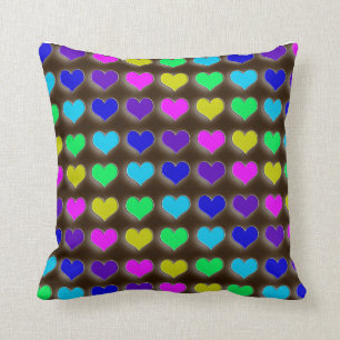 Neon Retro Herzen Kissen