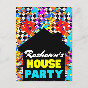 Neon Retro Hip Hop House Party Postkarte