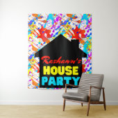 Neon Retro Hip Hop Theme House Party Wandteppich (Beispiel)