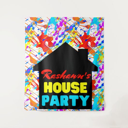 Neon Retro Hip Hop Theme House Party Wandteppich (Vorderseite)