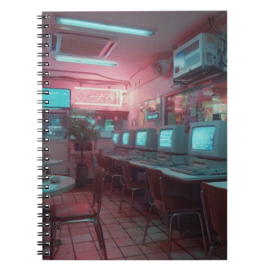 Neon Retro Internet Café Notebook Notizblock (Vorderseite)