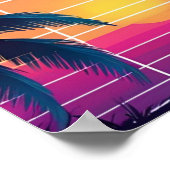 Neon Retro Jaguar - Lebhafter Synthwave 80er Anima Poster (Ecke)