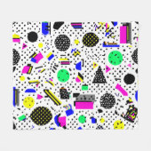 Neon Retro Memphis Geometric Chaos Pattern Fleecedecke (Vorderseite (Horizontal))
