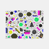Neon Retro Memphis Geometric Chaos Pattern Fleecedecke (Vorderseite (Horizontal))