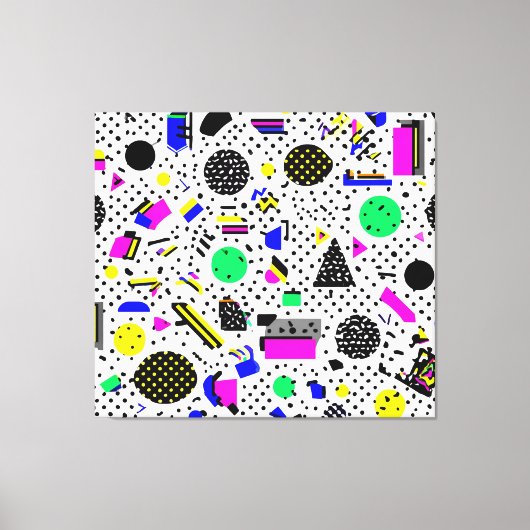 Neon Retro Memphis Geometric Chaos Pattern Leinwanddruck (Vorderseite)