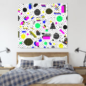 Neon Retro Memphis Geometric Chaos Pattern Leinwanddruck (Insitu (Schlafzimmer))