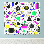 Neon Retro Memphis Geometric Chaos Pattern Leinwanddruck (Insitu (Holzboden))