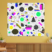 Neon Retro Memphis Geometric Chaos Pattern Leinwanddruck (Insitu (Wohnzimmer))