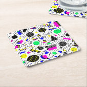 Neon Retro Memphis Geometric Chaos Pattern Rechteckiger Pappuntersetzer (angewinkelt)